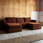 Terracotta Rained Chenille — Lovesac Sactional 5 Seats (1Storage) + 5 Sides Lovesoft Fill