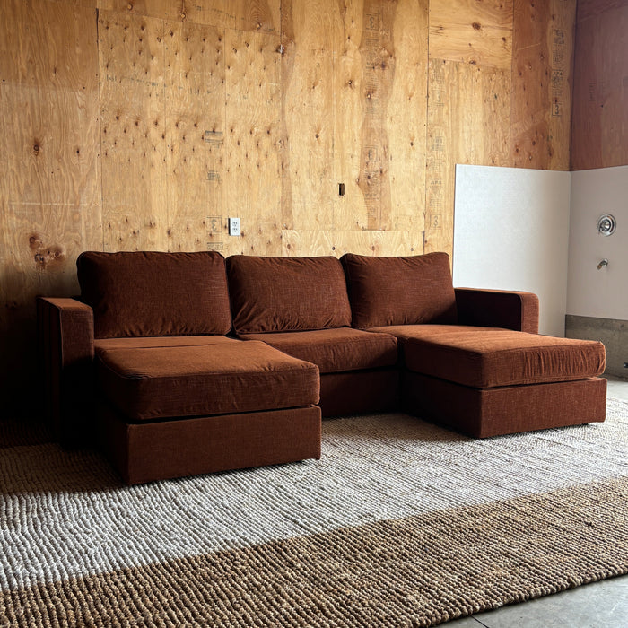 Terracotta Rained Chenille — Lovesac Sactional 5 Seats (1Storage) + 5 Sides Lovesoft Fill