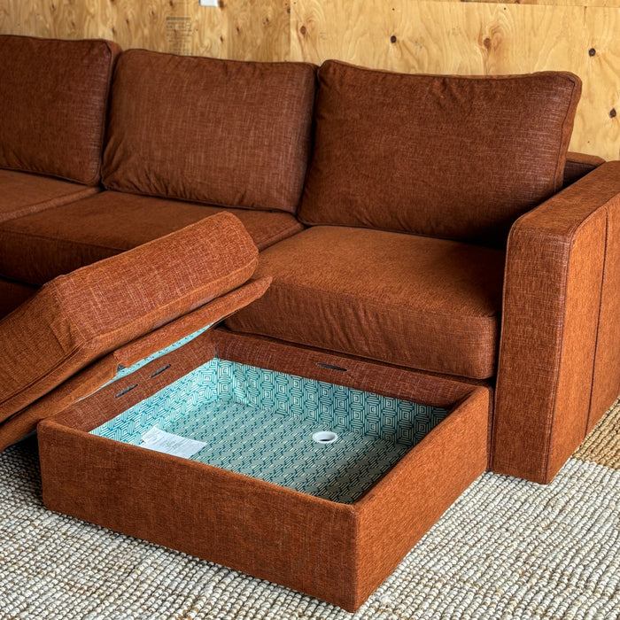 Terracotta Rained Chenille — Lovesac Sactional 5 Seats (1Storage) + 5 Sides Lovesoft Fill
