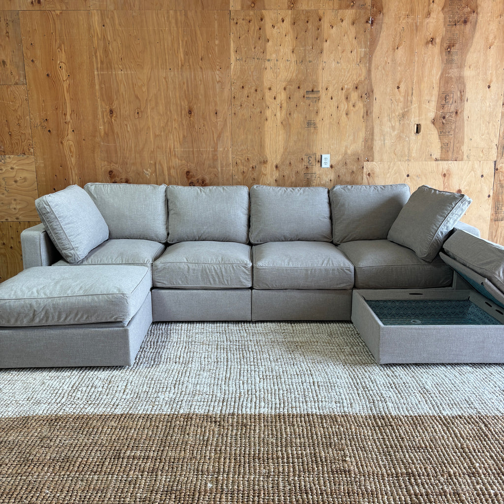 Lovesac Sactional – U-Shape + Storage Seats, Beachwood Rained Chenille