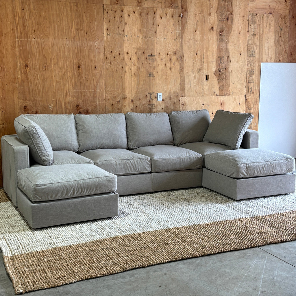 Lovesac Sactional – U-Shape + Storage Seats, Beachwood Rained Chenille