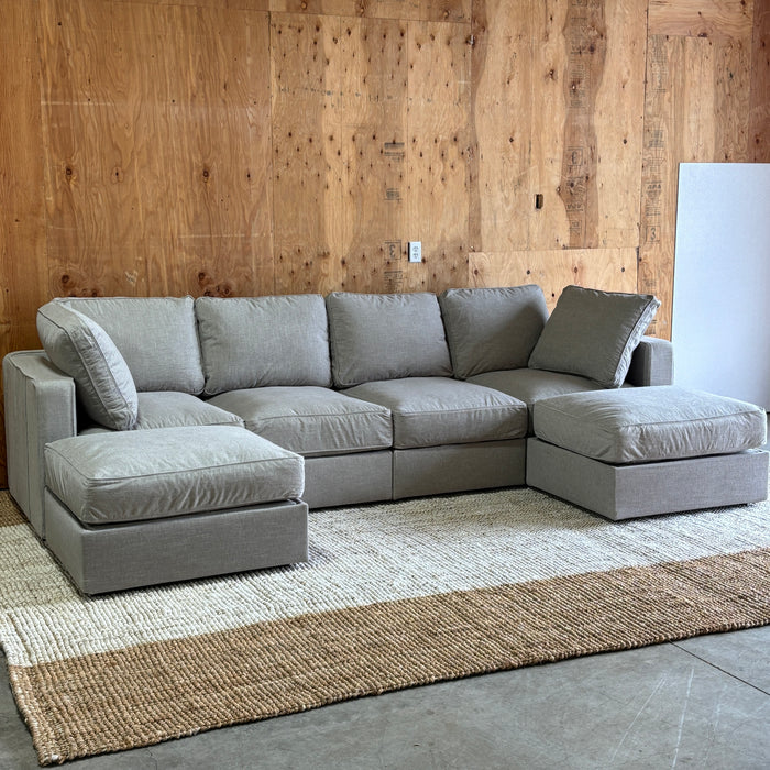 Lovesac Sactional – U-Shape + Storage Seats, Beachwood Rained Chenille