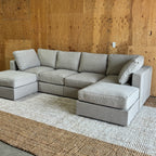 Lovesac Sactional – U-Shape + Storage Seats, Beachwood Rained Chenille