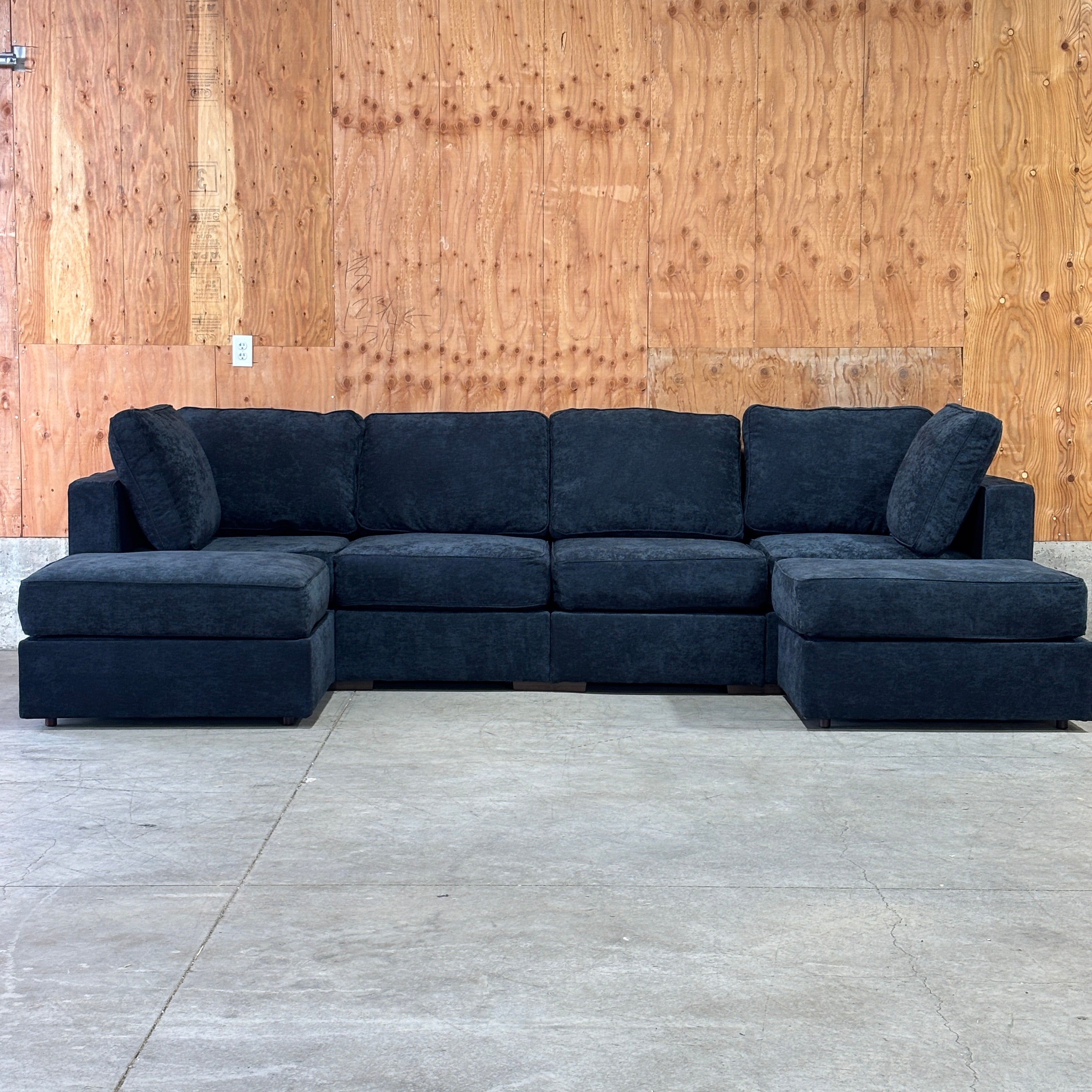 Midnight Navy Corded Velvet — Lovesac Sactional 6 Seats (2Deep) + 6 Sides (2Deep) Lovesoft Fill