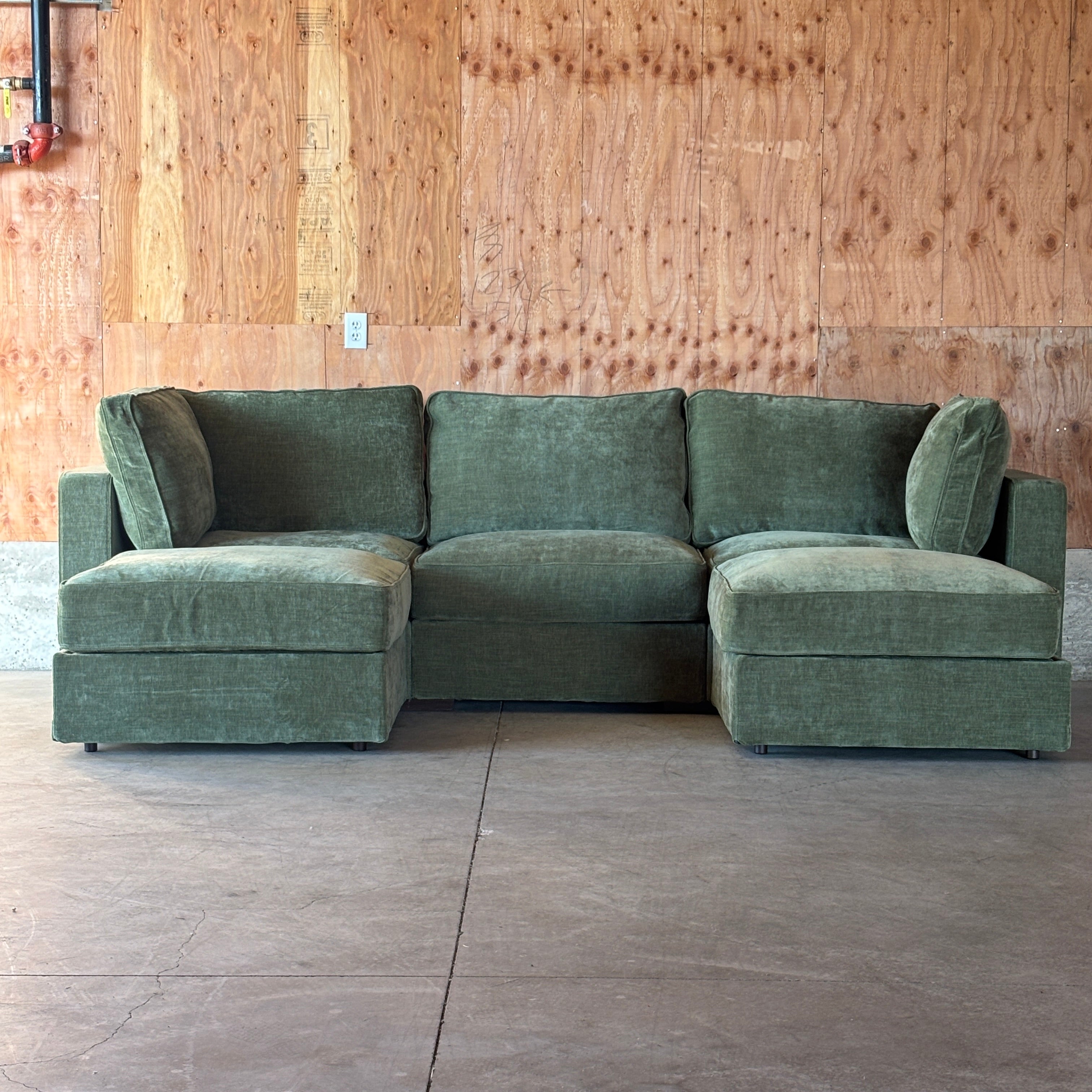 Moss Etched Chenille — Lovesac Sactional 5 Seats (1Storage) + 5 Sides Lovesoft Fill