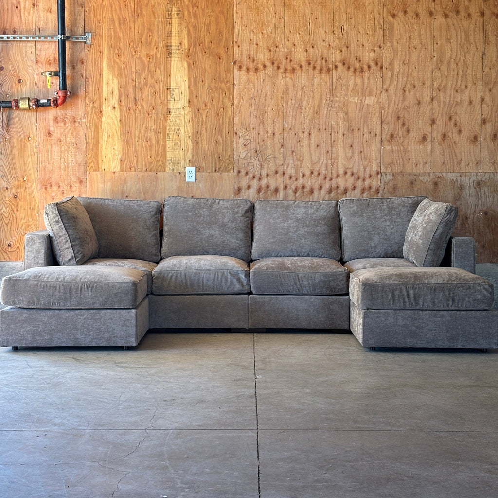 Venetian Taupe Corded Velvet — Lovesac Sactional 6 Seats (2Deep) + 6 Sides (2Deep) Lovesoft Fill