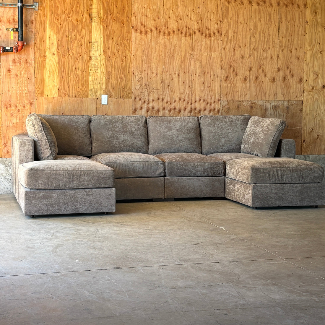Venetian Taupe Corded Velvet — Lovesac Sactional 6 Seats (2Deep) + 6 Sides (2Deep) Lovesoft Fill