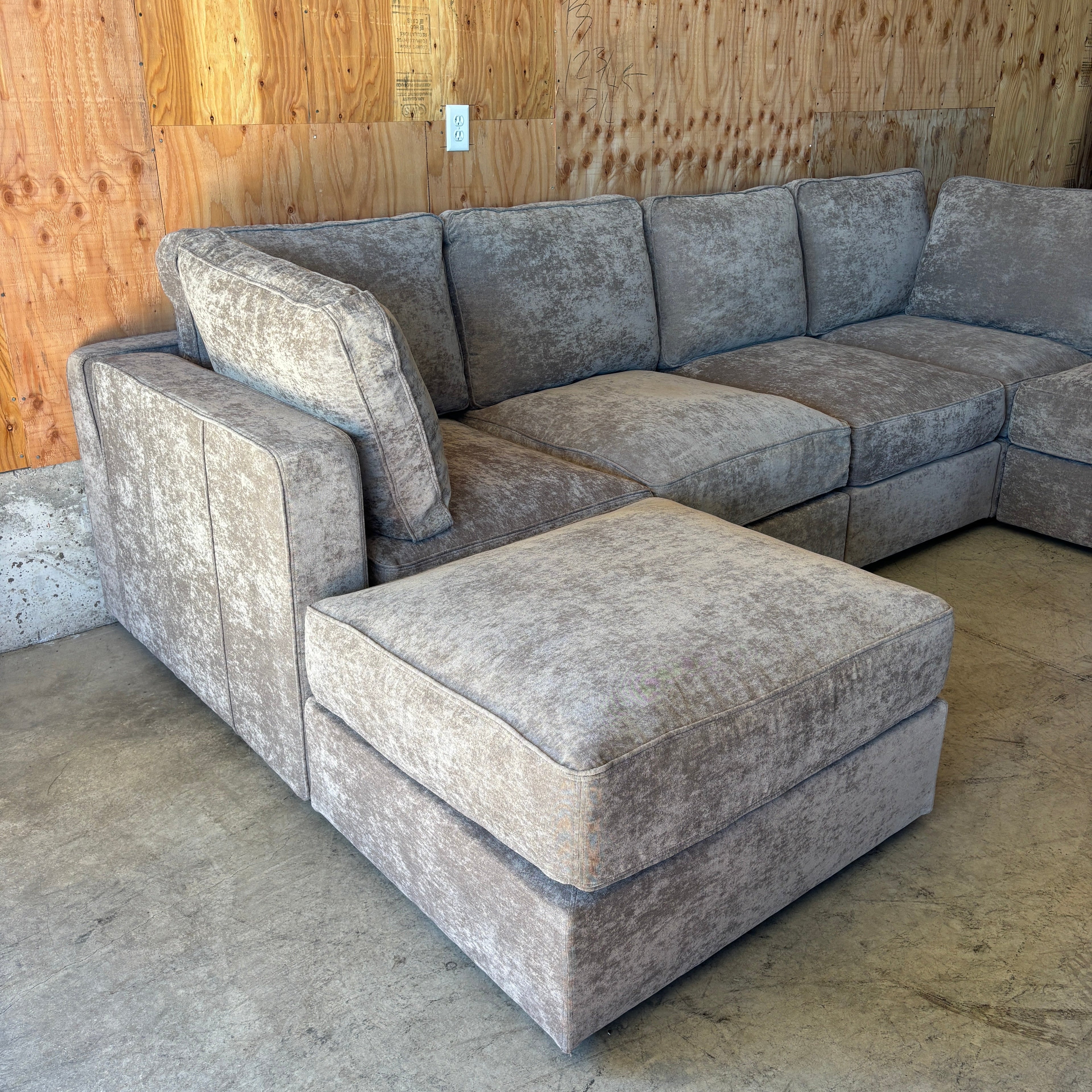 Venetian Taupe Corded Velvet — Lovesac Sactional 6 Seats (2Deep) + 6 Sides (2Deep) Lovesoft Fill