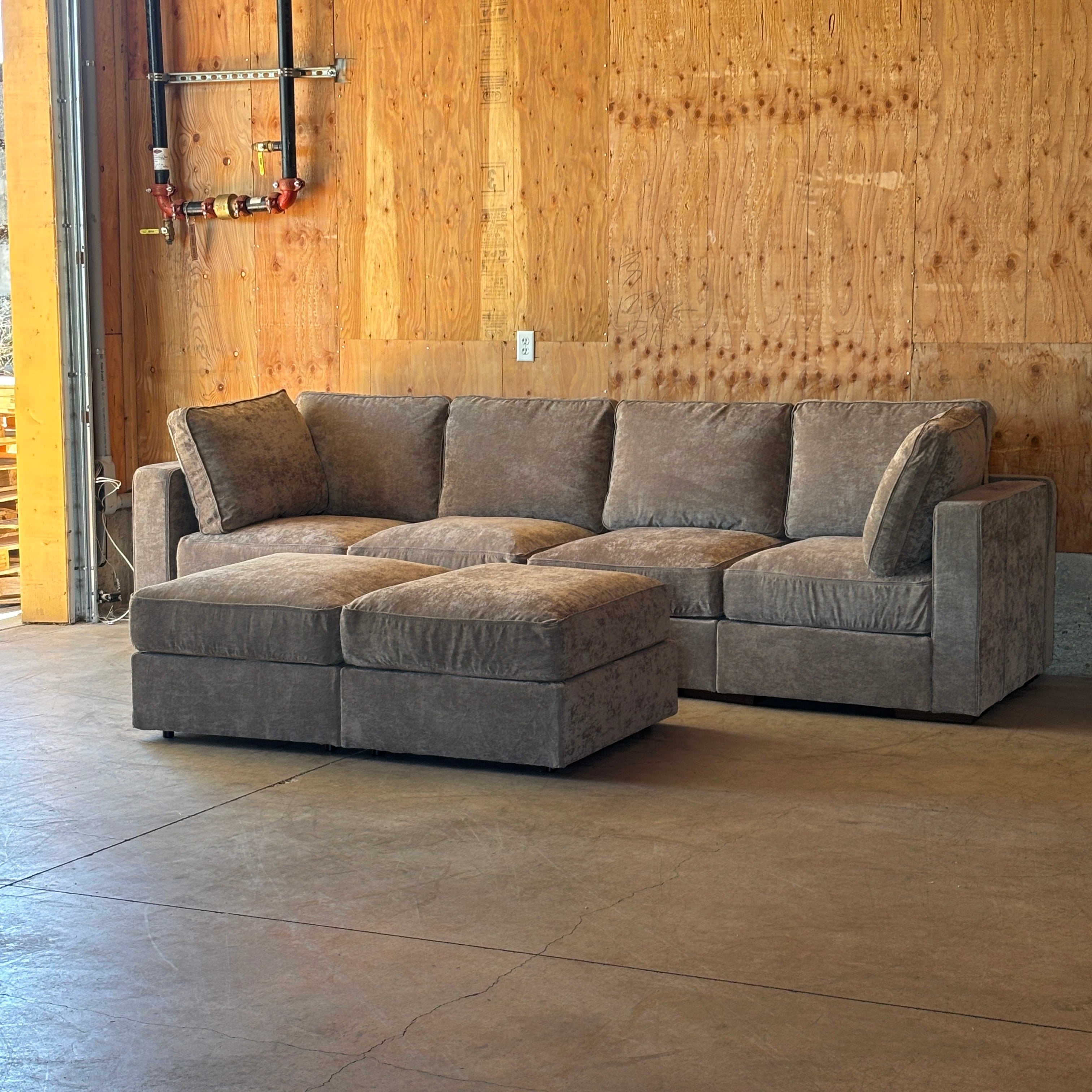 Venetian Taupe Corded Velvet — Lovesac Sactional 6 Seats (2Deep) + 6 Sides (2Deep) Lovesoft Fill