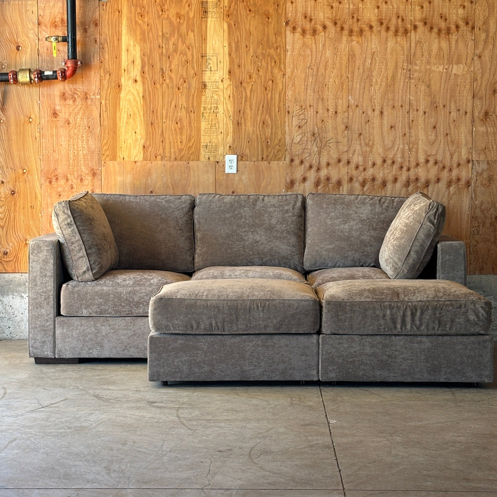 Venetian Taupe Corded Velvet — Lovesac Sactional 5 Seats (1Deep Storage) + 5 Sides Lovesoft Fill