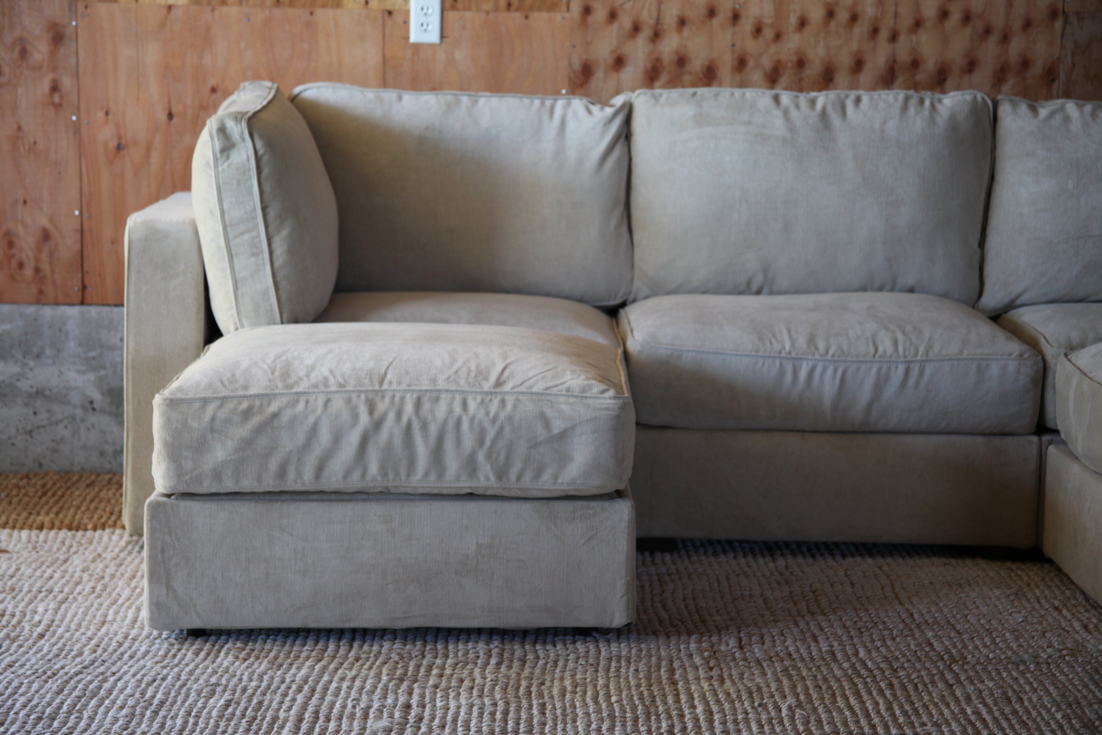Tan Combed Chenille — Lovesac Sactional 5 Seats (1Storage) + 5 Sides Lovesoft Fill