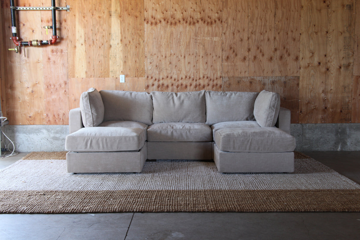 Bisque Etched Chenille — Lovesac Sactional 5 Seats (1Storage) + 5 Sides Lovesoft Fill