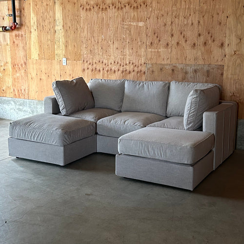 Beachwood Rained Chenille — Lovesac Sactional 5 Seats (1Deep Storage) + 5 Sides Lovesoft Fill