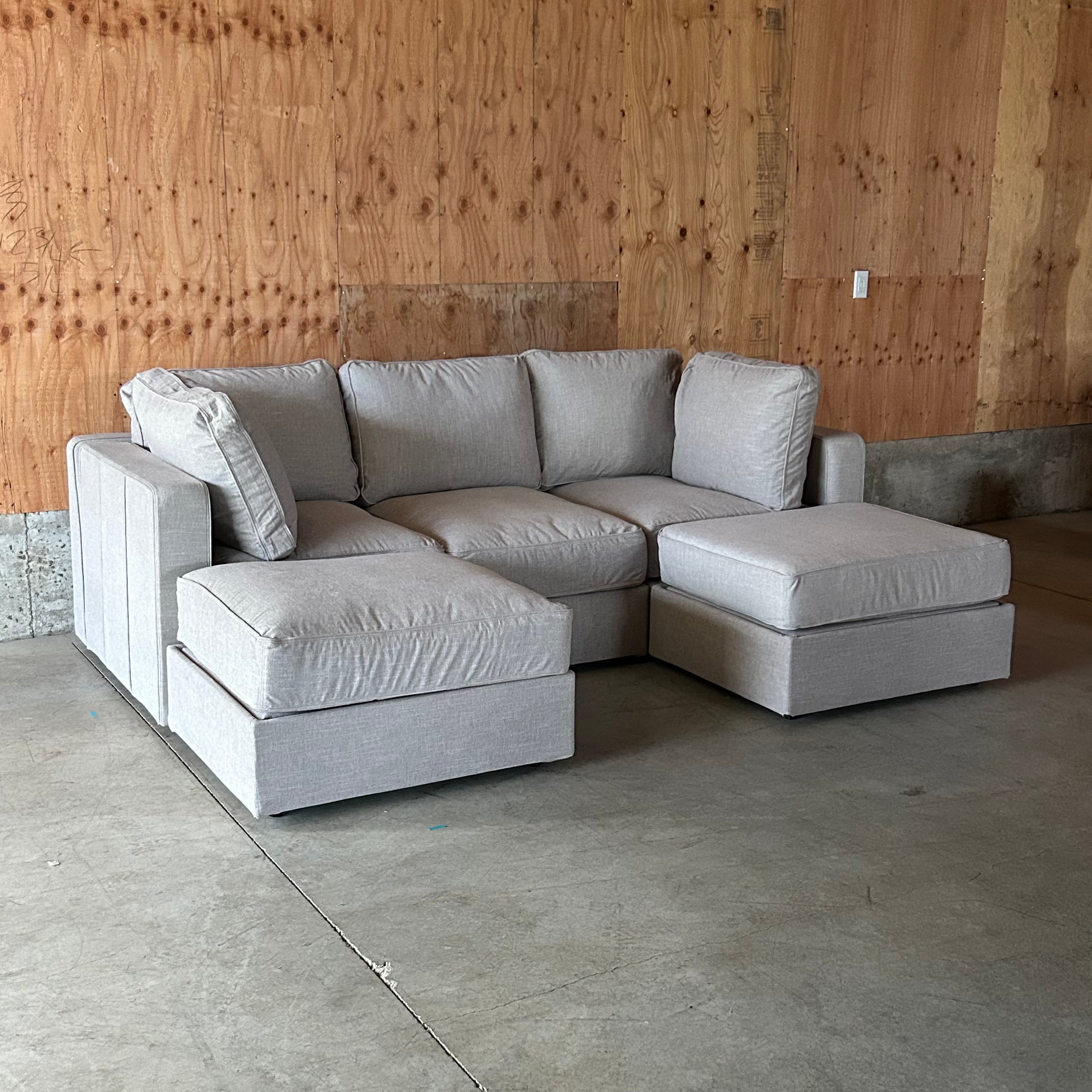 Beachwood Rained Chenille — Lovesac Sactional 5 Seats (1Deep Storage) + 5 Sides Lovesoft Fill