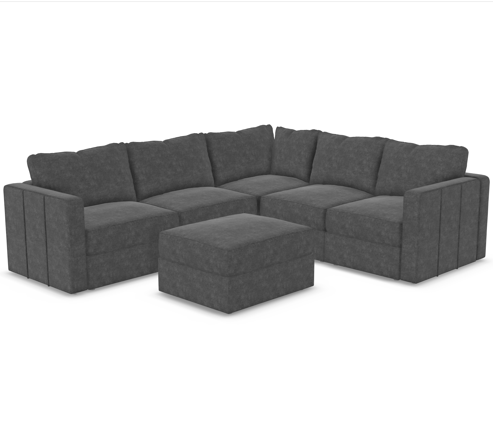 Charcoal Grey Corded Velvet — Lovesac Sactional 6 Seats (1Deep) + 8 Sides (1Deep) Lovesoft Fill