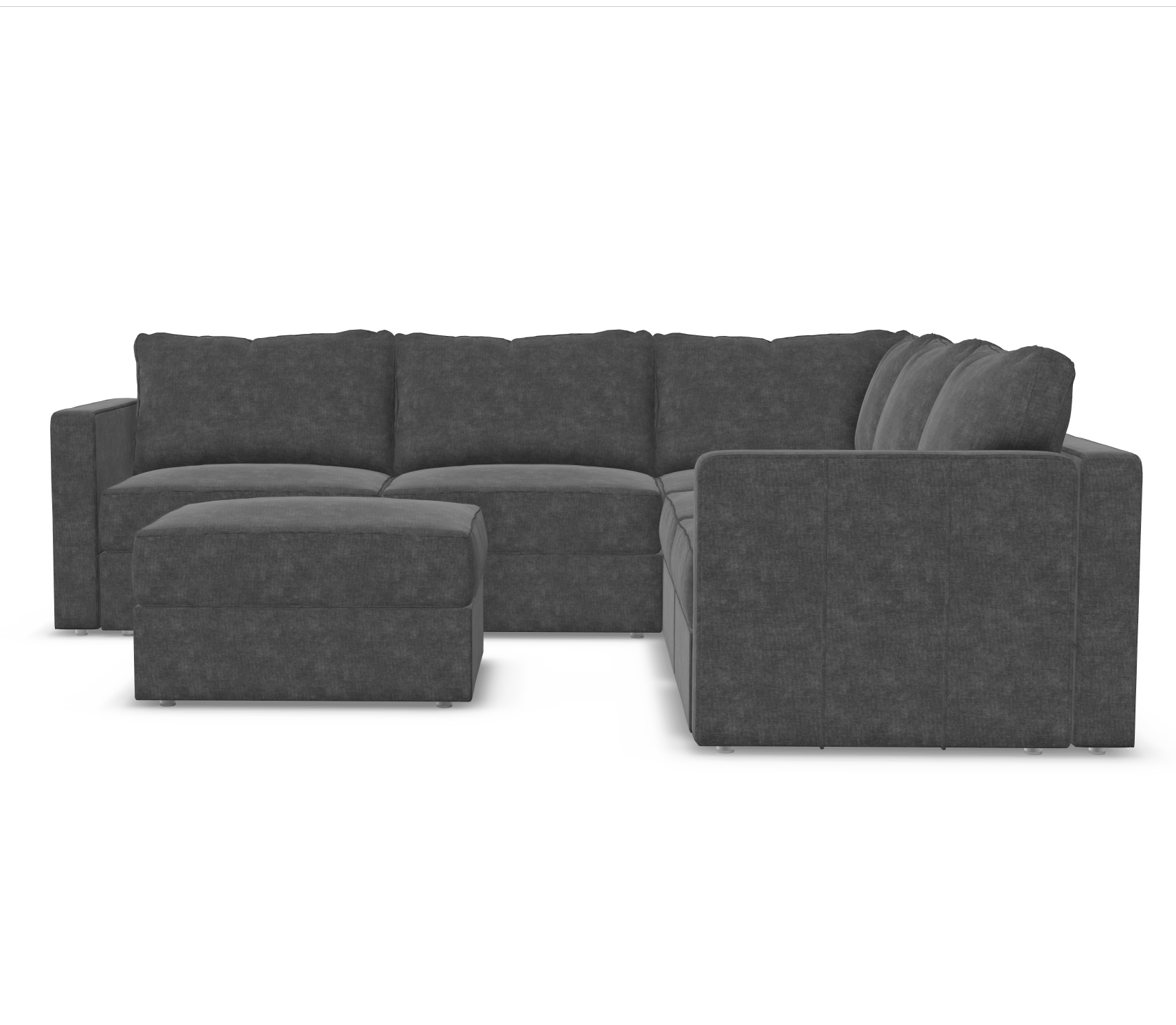 Charcoal Grey Corded Velvet — Lovesac Sactional 6 Seats (1Deep) + 8 Sides (1Deep) Lovesoft Fill