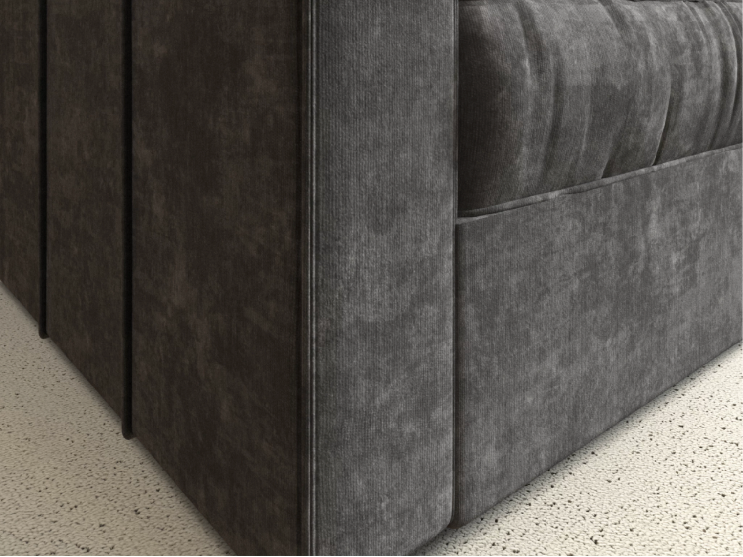 Charcoal Grey Corded Velvet — Lovesac Sactional 6 Seats (1Deep) + 8 Sides (1Deep) Lovesoft Fill